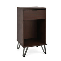 Livy Nightstand, 1 Drawer, Black Iron Legs, Walnut Brown, 27 Inch -BM335409