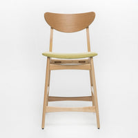 Zily Counter Height Chairs Set of 2, Green Seat, Natural Brown Wood -BM335410
