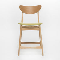 Zily Counter Height Chairs Set of 2, Green Seat, Natural Brown Wood -BM335410