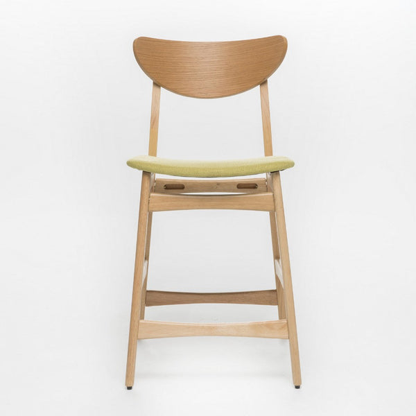 Zily Counter Height Chairs Set of 2, Green Seat, Natural Brown Wood -BM335410