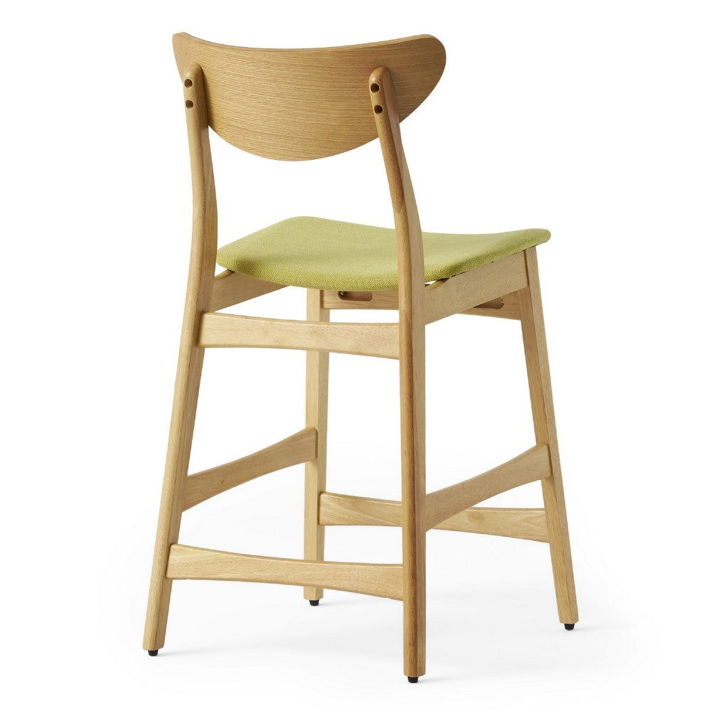 Zily Counter Height Chairs Set of 2, Green Seat, Natural Brown Wood -BM335410