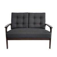 Lex Loveseat, Tufted Back Charcoal Gray Fabric, Walnut Brown, 46 Inch -BM335413
