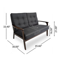 Lex Loveseat, Tufted Back Charcoal Gray Fabric, Walnut Brown, 46 Inch -BM335413