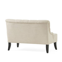 Ohio Loveseat Settee, Tufted Light Beige Fabric, Brown Legs, 44 Inch -BM335415