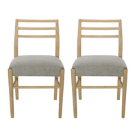 Piny Dining Side Chair Set of 2, Gray Padded Seat, Wood Ladderback -BM335416