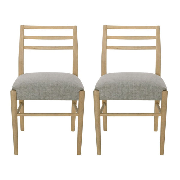 Piny Dining Side Chair Set of 2, Gray Padded Seat, Wood Ladderback -BM335416