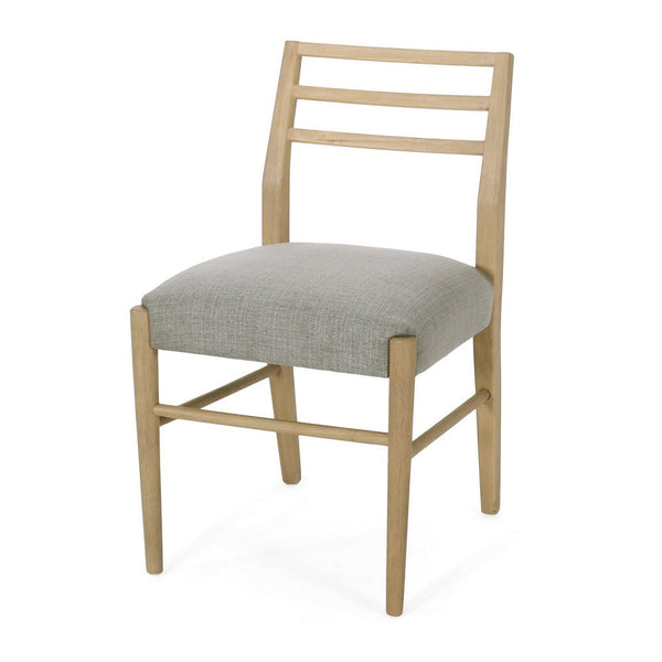 Piny Dining Side Chair Set of 2, Gray Padded Seat, Wood Ladderback -BM335416