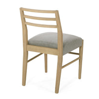 Piny Dining Side Chair Set of 2, Gray Padded Seat, Wood Ladderback -BM335416