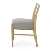 Piny Dining Side Chair Set of 2, Gray Padded Seat, Wood Ladderback -BM335416