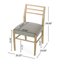 Piny Dining Side Chair Set of 2, Gray Padded Seat, Wood Ladderback -BM335416