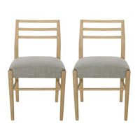 Piny Dining Side Chair Set of 2, Gray Padded Seat, Wood Ladderback -BM335416