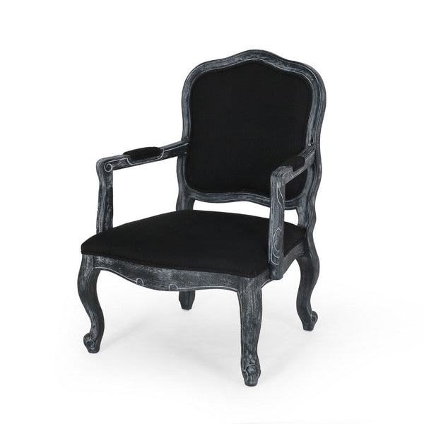 Kiny Dining Side Armchair Set of 2, Cabriole Legs, Padded Seat Black -BM335417