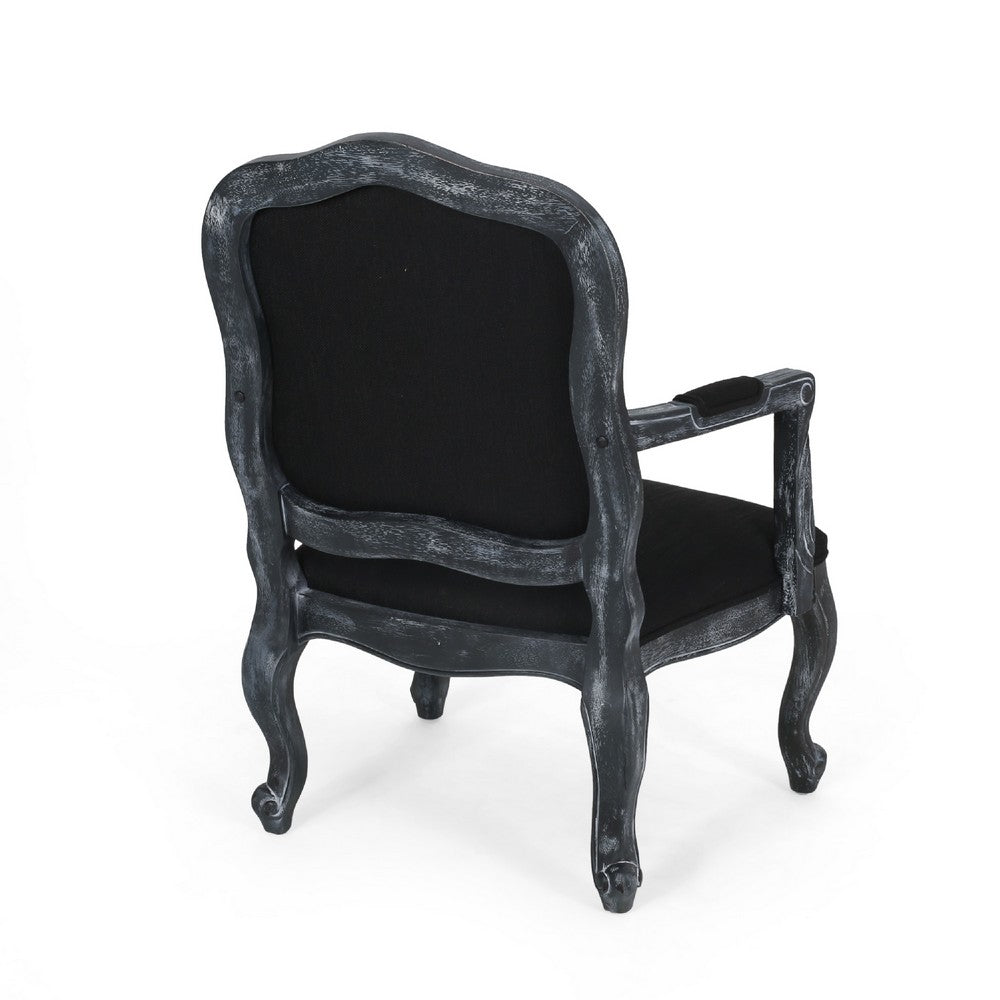 Kiny Dining Side Armchair Set of 2, Cabriole Legs, Padded Seat Black -BM335417