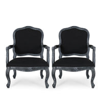 Kiny Dining Side Armchair Set of 2, Cabriole Legs, Padded Seat Black -BM335417