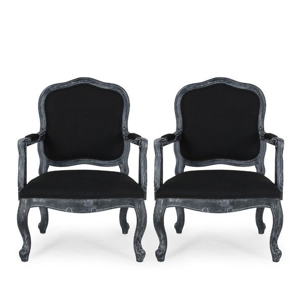 Kiny Dining Side Armchair Set of 2, Cabriole Legs, Padded Seat Black -BM335417