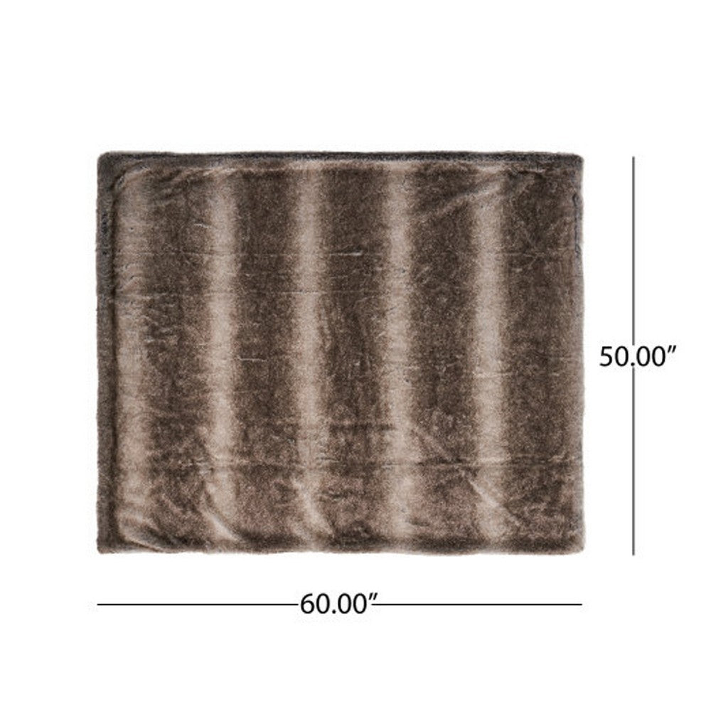 Tini 50x60 Throw Blanket, Rich Brown Faux Fur, One Sided Design -BM335421