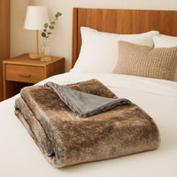 Tini 50x60 Throw Blanket, Rich Brown Faux Fur, One Sided Design -BM335421