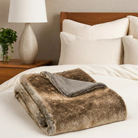Tini 50x60 Throw Blanket, Rich Brown Faux Fur, One Sided Design -BM335421