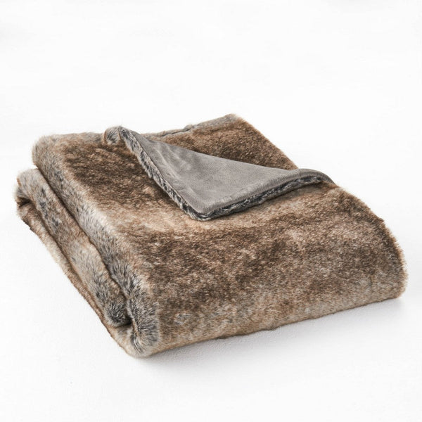 Tini 50x60 Throw Blanket, Rich Brown Faux Fur, One Sided Design -BM335421