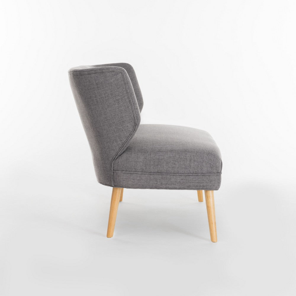 Vens Oversize Chair, Slender Wood Legs, Curved Back Gray, 52 Inch -BM335422