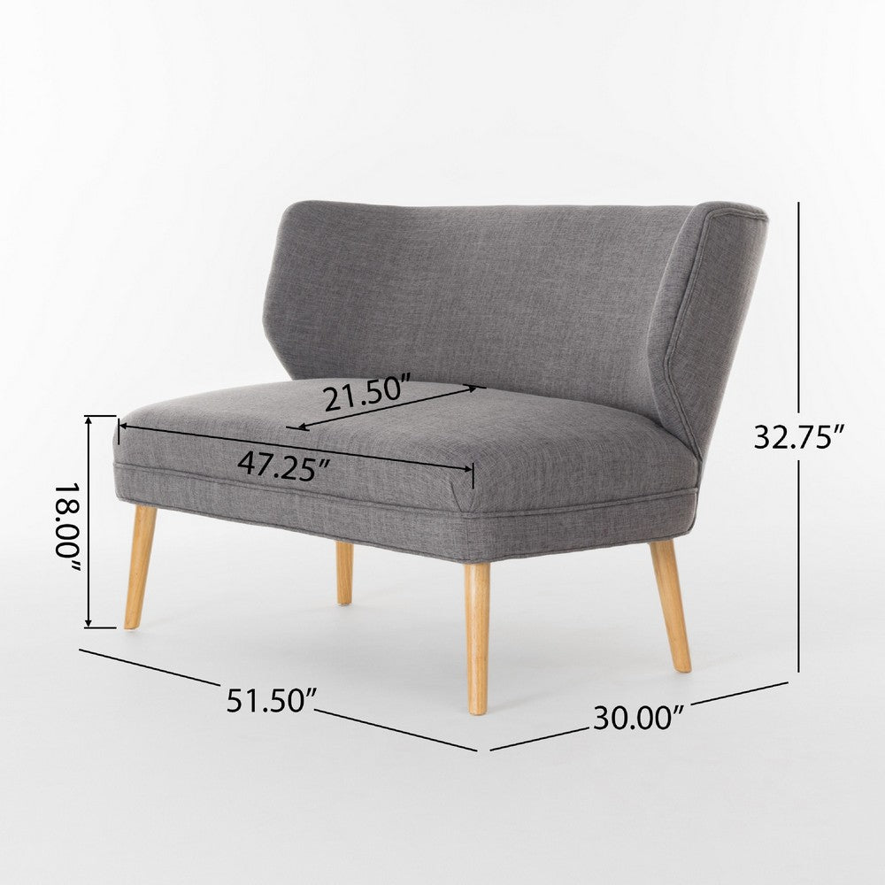 Vens Oversize Chair, Slender Wood Legs, Curved Back Gray, 52 Inch -BM335422