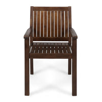 Alison Outdoor Dining Arm Chair Set of 2, Slatted Brown Acacia Wood -BM335423