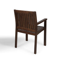 Alison Outdoor Dining Arm Chair Set of 2, Slatted Brown Acacia Wood -BM335423
