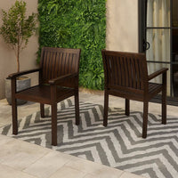 Alison Outdoor Dining Arm Chair Set of 2, Slatted Brown Acacia Wood -BM335423