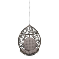 Luca Hanging Teardrop Chair, 8ft Chain, Gray Faux Rattan, Iron 49 Inch -BM335424