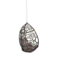 Luca Hanging Teardrop Chair, 8ft Chain, Gray Faux Rattan, Iron 49 Inch -BM335424