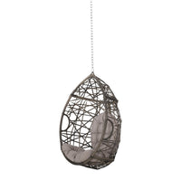 Luca Hanging Teardrop Chair, 8ft Chain, Gray Faux Rattan, Iron 49 Inch -BM335424