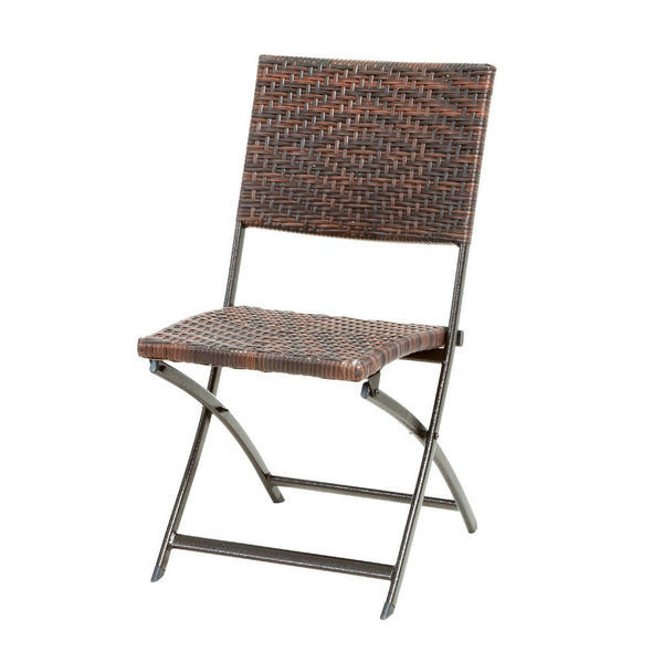Ellene Outdoor Folding Table and 2 Chair Set, Brown Faux Rattan, Iron -BM335425