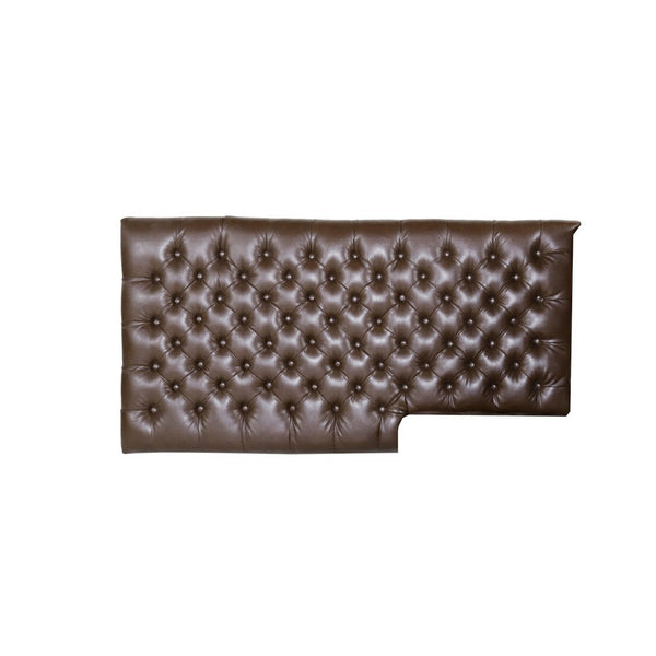 Ami Chaise Lounger, Tufted Dark Brown Faux Leather, Wood, 70 Inch -BM335426