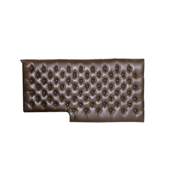 Ami Chaise Lounger, Tufted Dark Brown Faux Leather, Wood, 70 Inch -BM335426