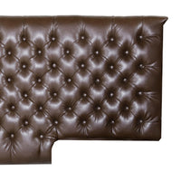 Ami Chaise Lounger, Tufted Dark Brown Faux Leather, Wood, 70 Inch -BM335426