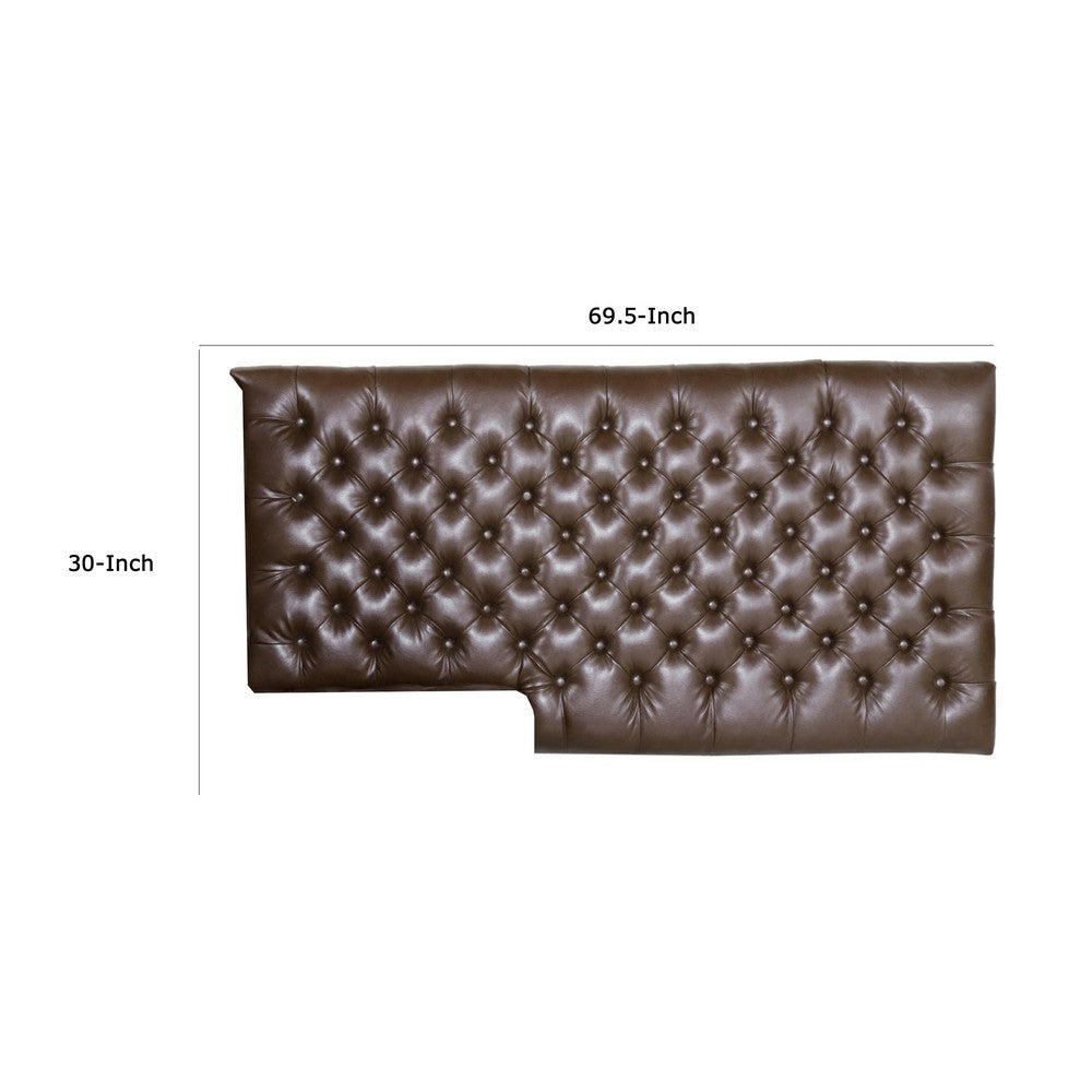 Ami Chaise Lounger, Tufted Dark Brown Faux Leather, Wood, 70 Inch -BM335426