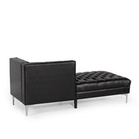 Ami Chaise Lounger, Tufted Black Faux Leather, Chrome Legs, 70 Inch -BM335427
