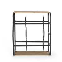 Mezza Decor 8 Bottle Table top Wine Rack, Black Dark Brown Wood, 14 In -BM335430