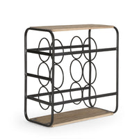 Mezza Decor 8 Bottle Table top Wine Rack, Black Dark Brown Wood, 14 In -BM335430