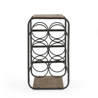 Mezza Decor 8 Bottle Table top Wine Rack, Black Dark Brown Wood, 14 In -BM335430