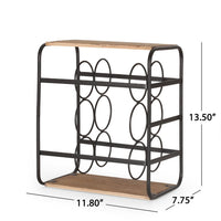 Mezza Decor 8 Bottle Table top Wine Rack, Black Dark Brown Wood, 14 In -BM335430
