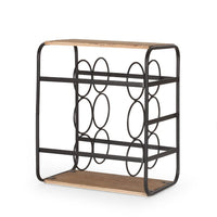 Mezza Decor 8 Bottle Table top Wine Rack, Black Dark Brown Wood, 14 In -BM335430