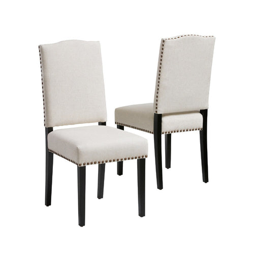 Kom Dining Chair, Beige Polyester, Soft Cushions, Espresso Brown Wood -BM335431