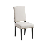 Kom Dining Chair, Beige Polyester, Soft Cushions, Espresso Brown Wood -BM335431