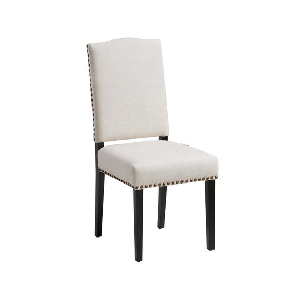 Kom Dining Chair, Beige Polyester, Soft Cushions, Espresso Brown Wood -BM335431