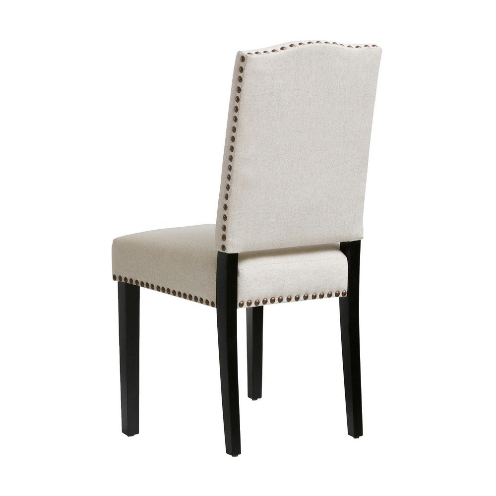 Kom Dining Chair, Beige Polyester, Soft Cushions, Espresso Brown Wood -BM335431