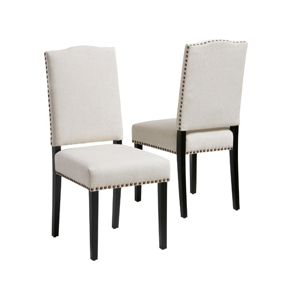 Kom Dining Chair, Beige Polyester, Soft Cushions, Espresso Brown Wood -BM335431