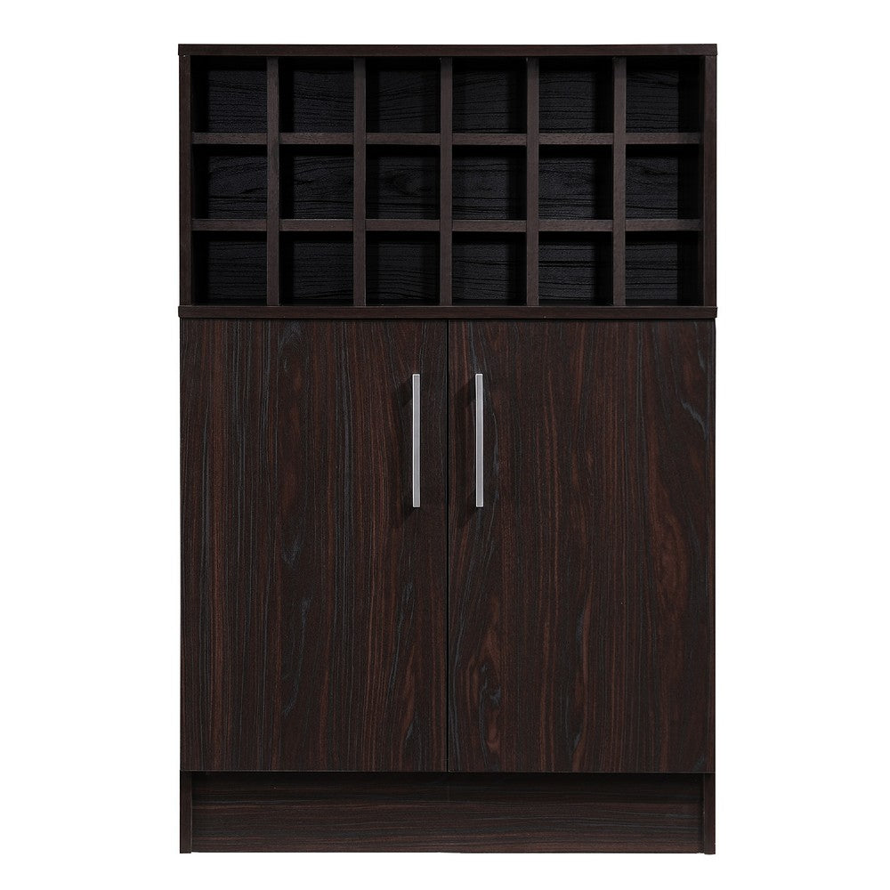 Wine and Bar Cabinet, Holds 18 Bottles, Wenge Wood 2 Doors, 43 Inch -BM335437