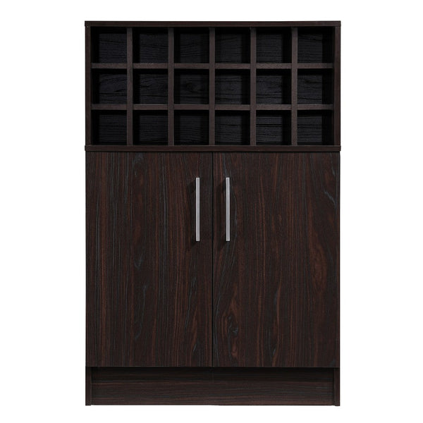 Wine and Bar Cabinet, Holds 18 Bottles, Wenge Wood 2 Doors, 43 Inch -BM335437