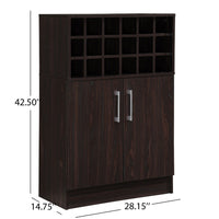 Wine and Bar Cabinet, Holds 18 Bottles, Wenge Wood 2 Doors, 43 Inch -BM335437
